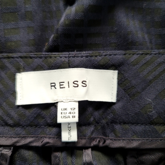 Reiss Navy Blue Plaid Margot Tapered Leg  Stretch Ankle Pants Size 8 - Picture 16 of 16